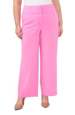CeCe Wide Leg Crepe Trousers in Bright Peony