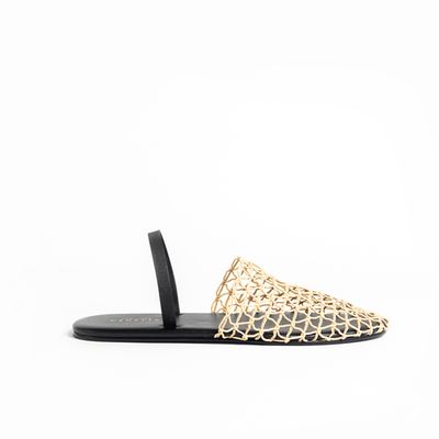 Cecelia New York Aria Woven Slingback Slide in Cream 