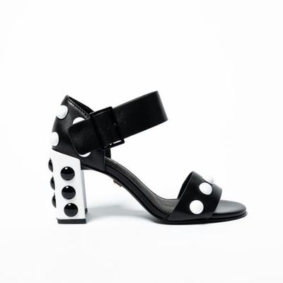 Cecelia New York Gail Studded Block Heel Sandal in Black 