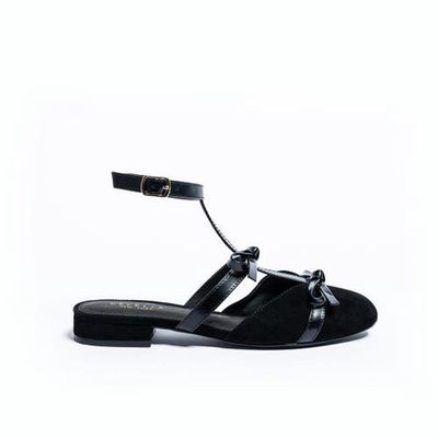 Cecelia New York Smithe Ankle Strap Mule in Allblack 