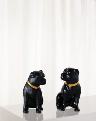Cecil Black Pug Statues, Set of 2