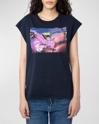 Cecilia Girl Moto Moon Embellished T-Shirt