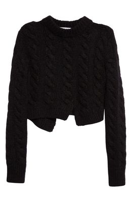 Cecilie Bahnsen Cable Knit Asymmetric Wool & Mohair Blend Sweater in Black