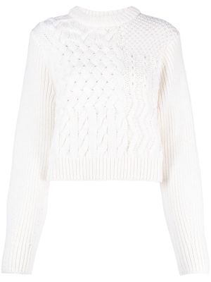 Cecilie Bahnsen cable-knit cropped wool jumper - White