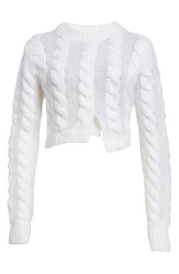 Cecilie Bahnsen Cable Wool Blend Asymmetric Sweater in White