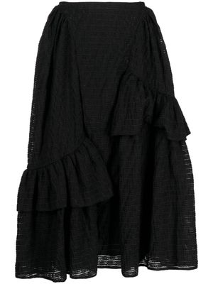 Cecilie Bahnsen Damara ruffled midi skirt - Black