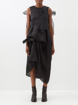 Cecilie Bahnsen - Dana Bow-embellished Silk Midi Dress - Womens - Black