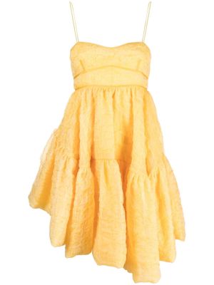 Cecilie Bahnsen Demi asymmetric matelassé silk minidress - Yellow