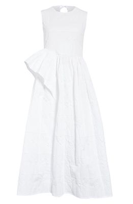 Cecilie Bahnsen Ditte Floral Matelassé Sleeveless Midi Dress in White