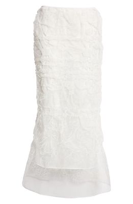 Cecilie Bahnsen Embroidered Floral Skirt in White
