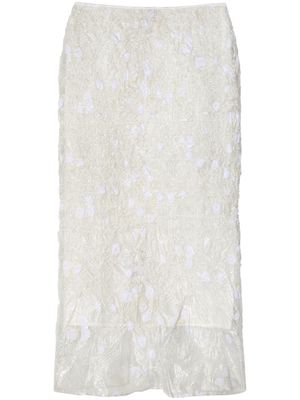 Cecilie Bahnsen fil-coupé semi-sheer midi skirt - White