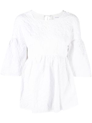 Cecilie Bahnsen floral-embroidered short-sleeve blouse - White