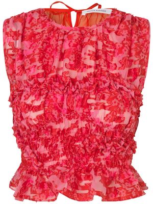 Cecilie Bahnsen floral-embroidered sleeveless top - Pink