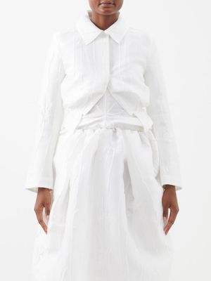 Cecilie Bahnsen - Flynn Embroidered-jacquard Cropped Jacket - Womens - White