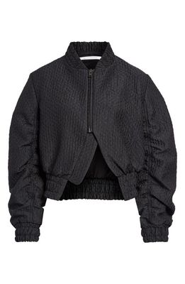 Cecilie Bahnsen Gathered Sleeve Textured Jacket in Black