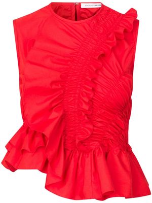 Cecilie Bahnsen Geo ruched cotton top - Red