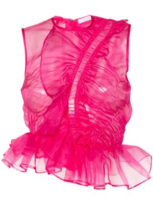 Cecilie Bahnsen Geo ruffled organza top - Pink