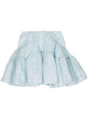 Cecilie Bahnsen Gilly ruffled matelassé skirt - Blue