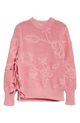 Cecilie Bahnsen Hallie Camellia Stitch Organic Cotton Sweater in Sorbet Pink
