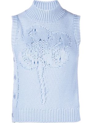 Cecilie Bahnsen Irina floral knitted wool vest - Blue