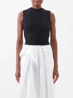 Cecilie Bahnsen - Izzy Open-back Wool Sleeveless Sweater - Womens - Black