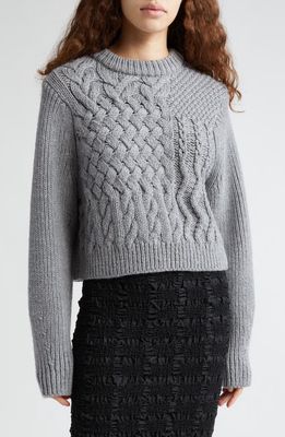Cecilie Bahnsen Jolene Oversize Merino Wool Fisherman Sweater in Grey