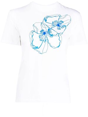 Cecilie Bahnsen Juno floral-print cut-out T-shirt - White