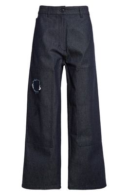 Cecilie Bahnsen Patch Detail Rigid Jeans in Indigo