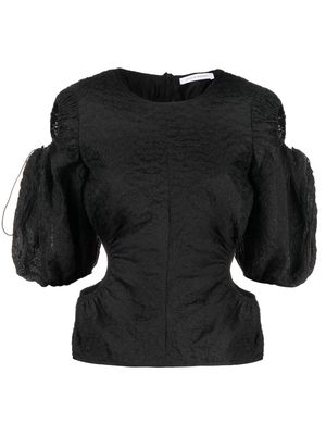 Cecilie Bahnsen ruched puff-sleeve blouse - Black