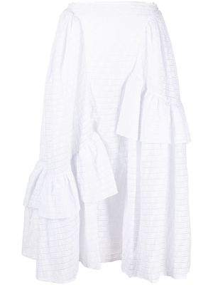 Cecilie Bahnsen ruffle-detail midi skirt - White