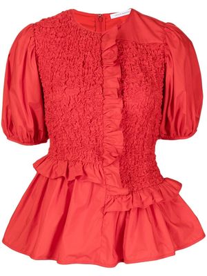 Cecilie Bahnsen ruffle-trim asymmetrical blouse - Red
