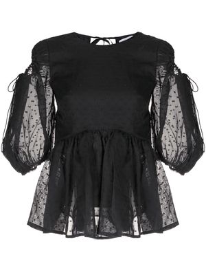 Cecilie Bahnsen sheer-sleeves flared blouse - Black