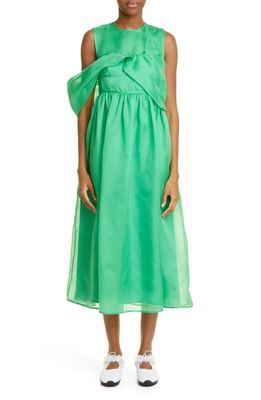 Cecilie Bahnsen Sidney Tundra Asymmetric Silk Organza Dress in Emerald
