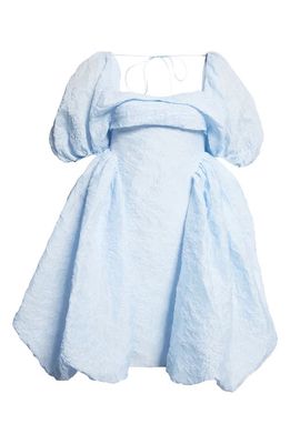 Cecilie Bahnsen Sidra Puff Sleeve Ambleside Matelassé Babydoll Dress in Light Blue