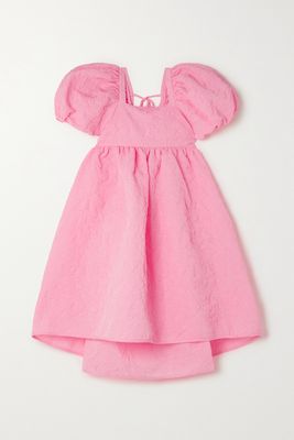 Cecilie Bahnsen - Tilde Cutout Bow-detailed Gathered Matelassé Mini Dress - Pink