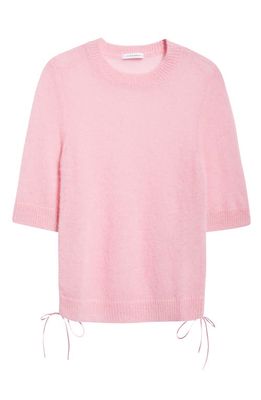 Cecilie Bahnsen Videl Drawcord Tie Semisheer Alpaca & Wool Blend Sweater in Soft Pink