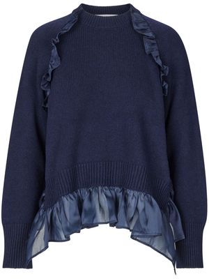 Cecilie Bahnsen Villy ruffled ribbed jumper - Blue