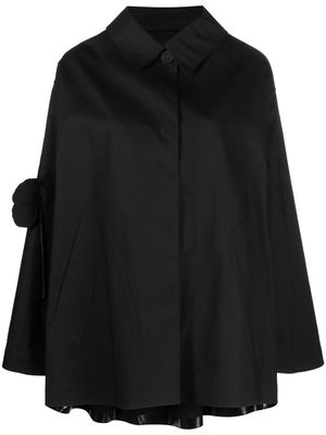Cecilie Bahnsen x Mackintosh floral-appliqué cotton coat - Black