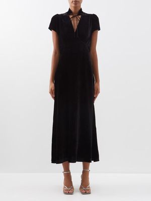 Cefinn - Jacquetta Velvet Midi Dress - Womens - Black