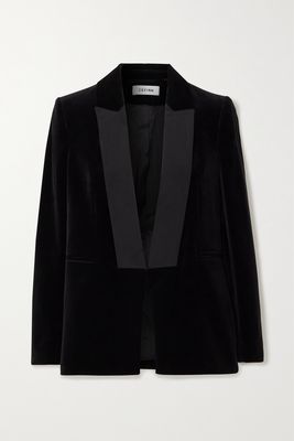 Cefinn - Jules Twill-trimmed Cotton-velvet Jacket - Black