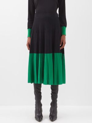Cefinn - The Colette Colour-block Jersey Midi Skirt - Womens - Black Green