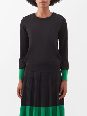 Cefinn - The Colette Colour-block Sweater - Womens - Black Green