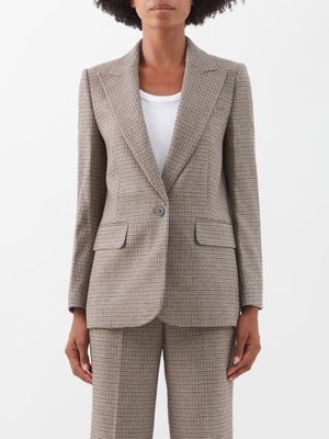 Cefinn - The Jordan Houndstooth-check Wool-blend Jacket - Womens - Brown Multi