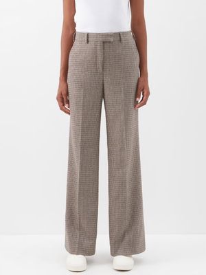 Cefinn - The Terence Houndstooth-check Wool-blend Trousers - Womens - Brown Multi