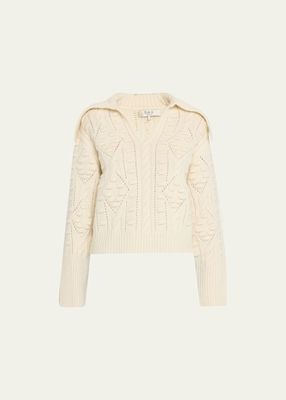 Cele Wide Collared Cable-Knit Sweater