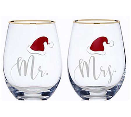 Celebrarions by Mikasa Santa Hat Stemless Wine, Set of 2