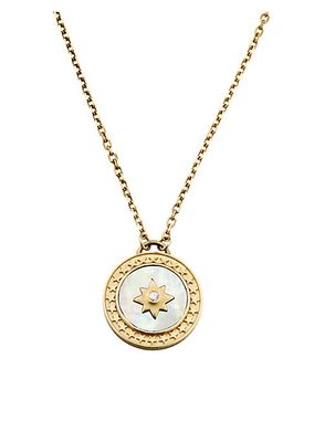 Celestial 14K Yellow Gold, Mother-Of-Pearl, & Diamond Pendant Necklace