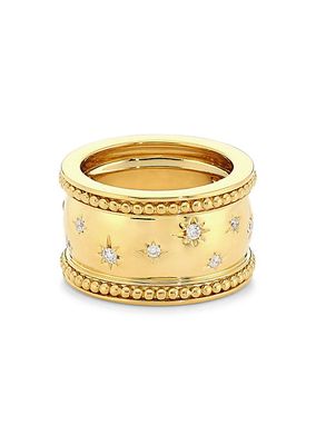 Celestial 18K Gold Diamond Wide Ring
