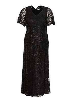 Celestial Cape-Sleeve Lace Gown