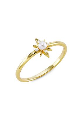 Celestina 18K-Gold-Plated, Pearl & Cubic Zirconia Ring